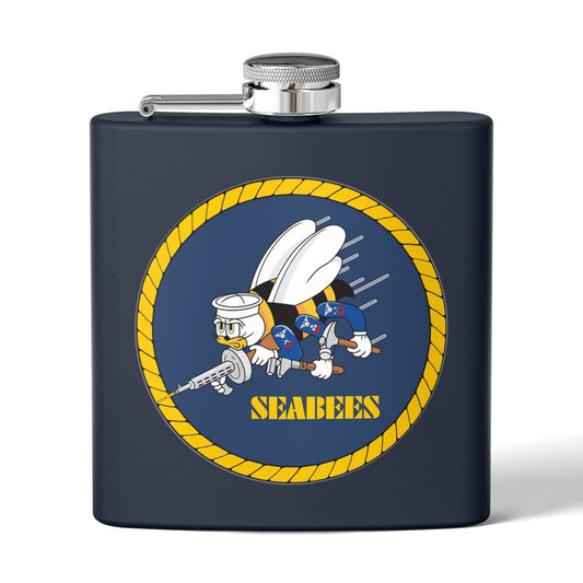 US Navy Seabee Stainless Steel Flask, 6oz DLMP0805PL05