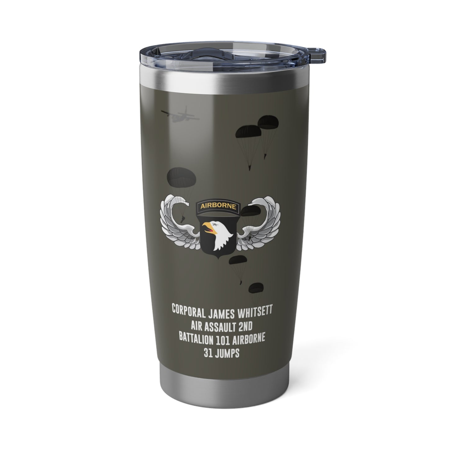 Vagabond 20oz Travel Tumbler, Adventure Drinkware, Military Inspired Mug, Gift for Veterans, Outdoor Enthusiasts, Personalize Your Journey