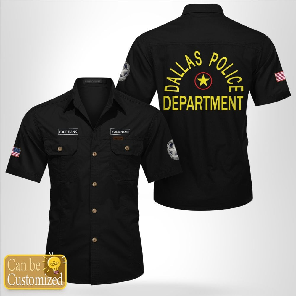 Custom Name And Title Rank Dallas, Texas, Dallas Police Department Cotton cargo shirt