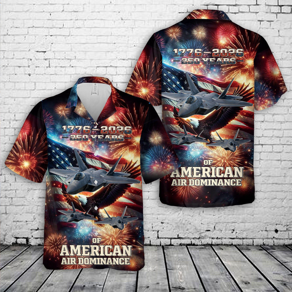 1776-2026 Patriotic Military Aircraft Hawaiian Shirt