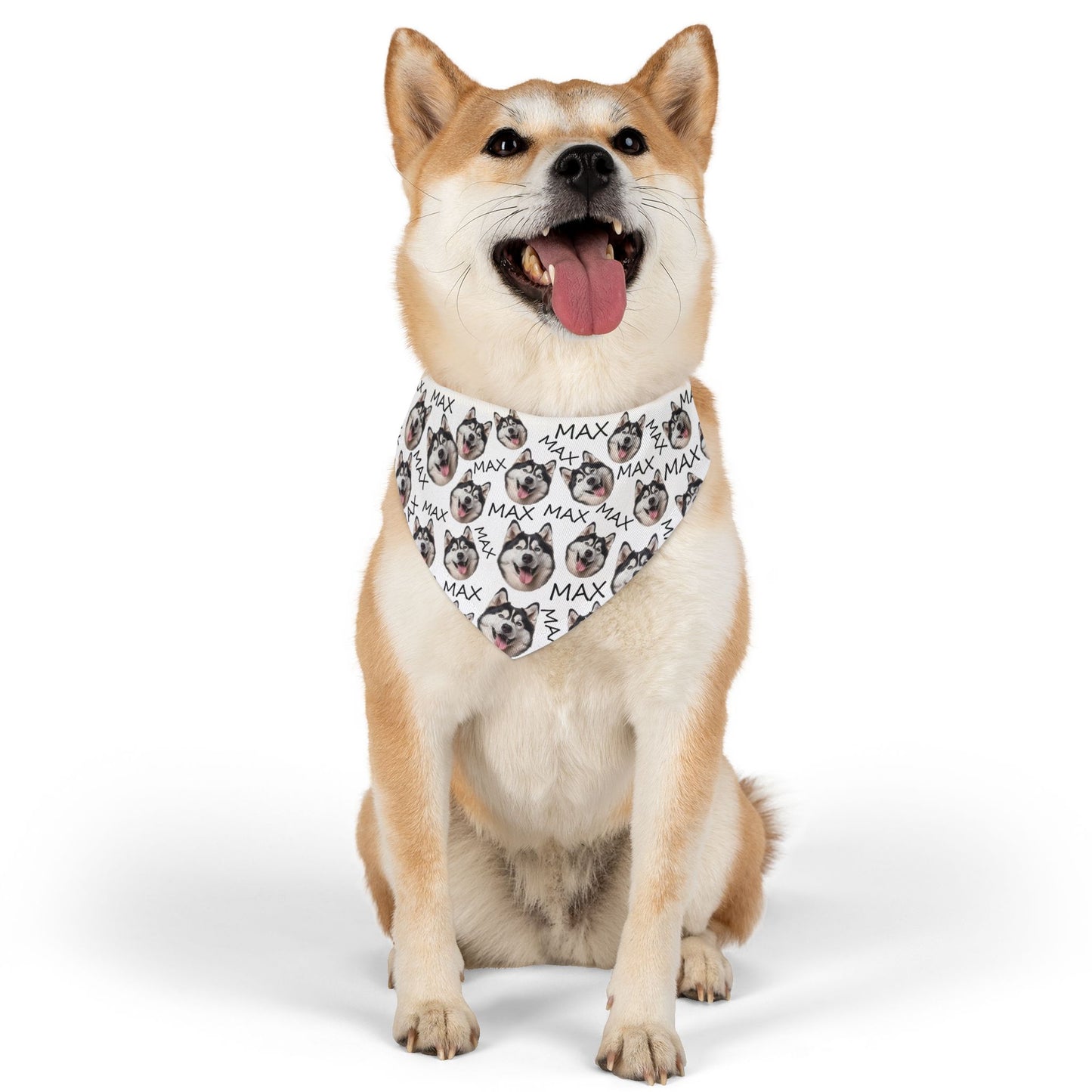 Custom Dog Nam And Face Pet Bandana Collar