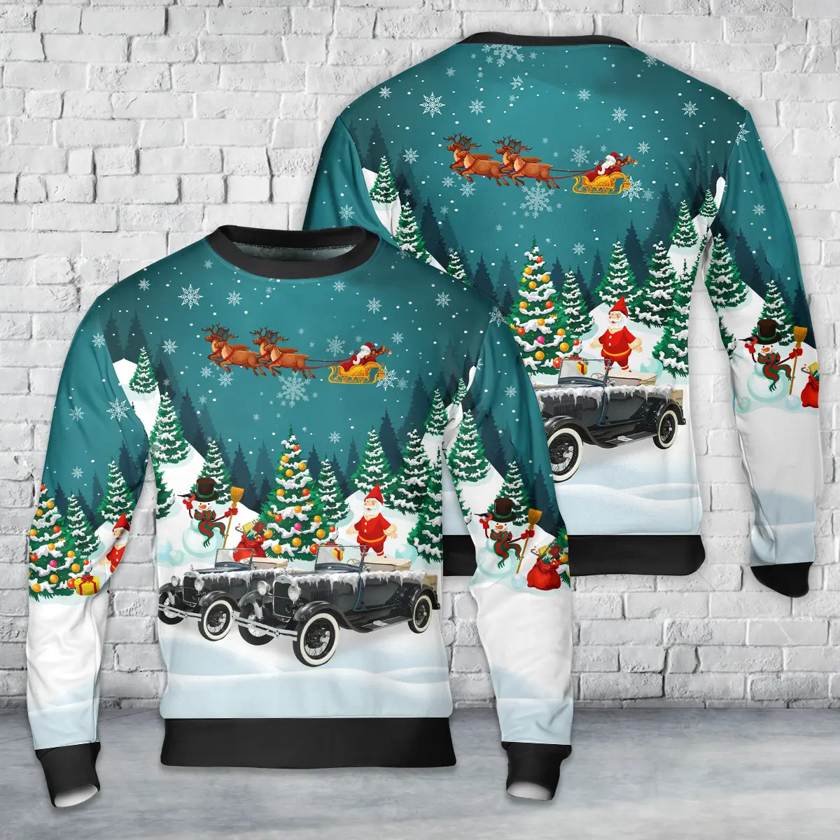 1928 Ford Model A Roadster AOP Christmas Sweater