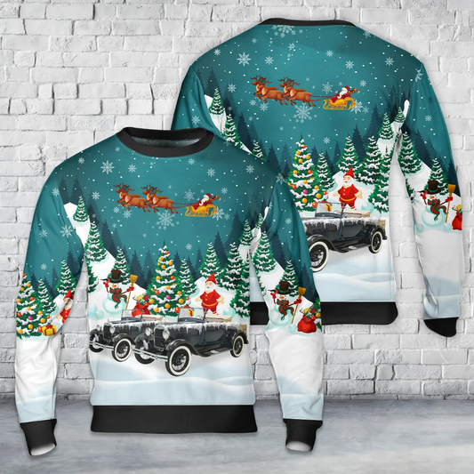 1928 Ford Model A Roadster AOP Christmas Sweater