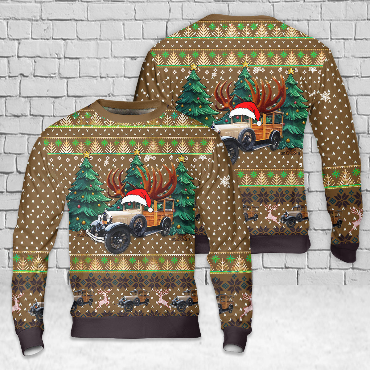 1928 Ford Model A Wagon Christmas AOP Sweater