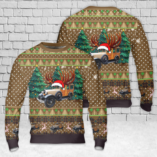 1928 Ford Model A Wagon Christmas AOP Sweater