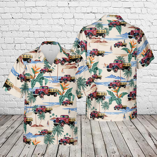 1935 Ford 1 Ton Pickup Burgundy And Black Hawaiian Shirt