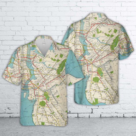 1942 Hagstrom Subway Map Hawaiian Shirt
