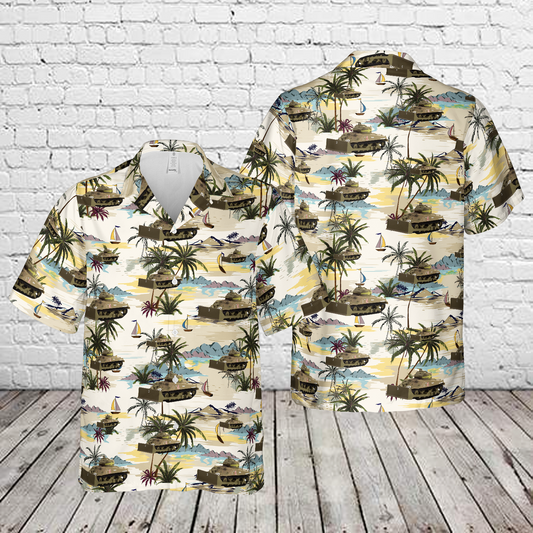 1944 M4 Sherman Tank with Bulldozer U.S. Army World War II Hawaiian Shirt