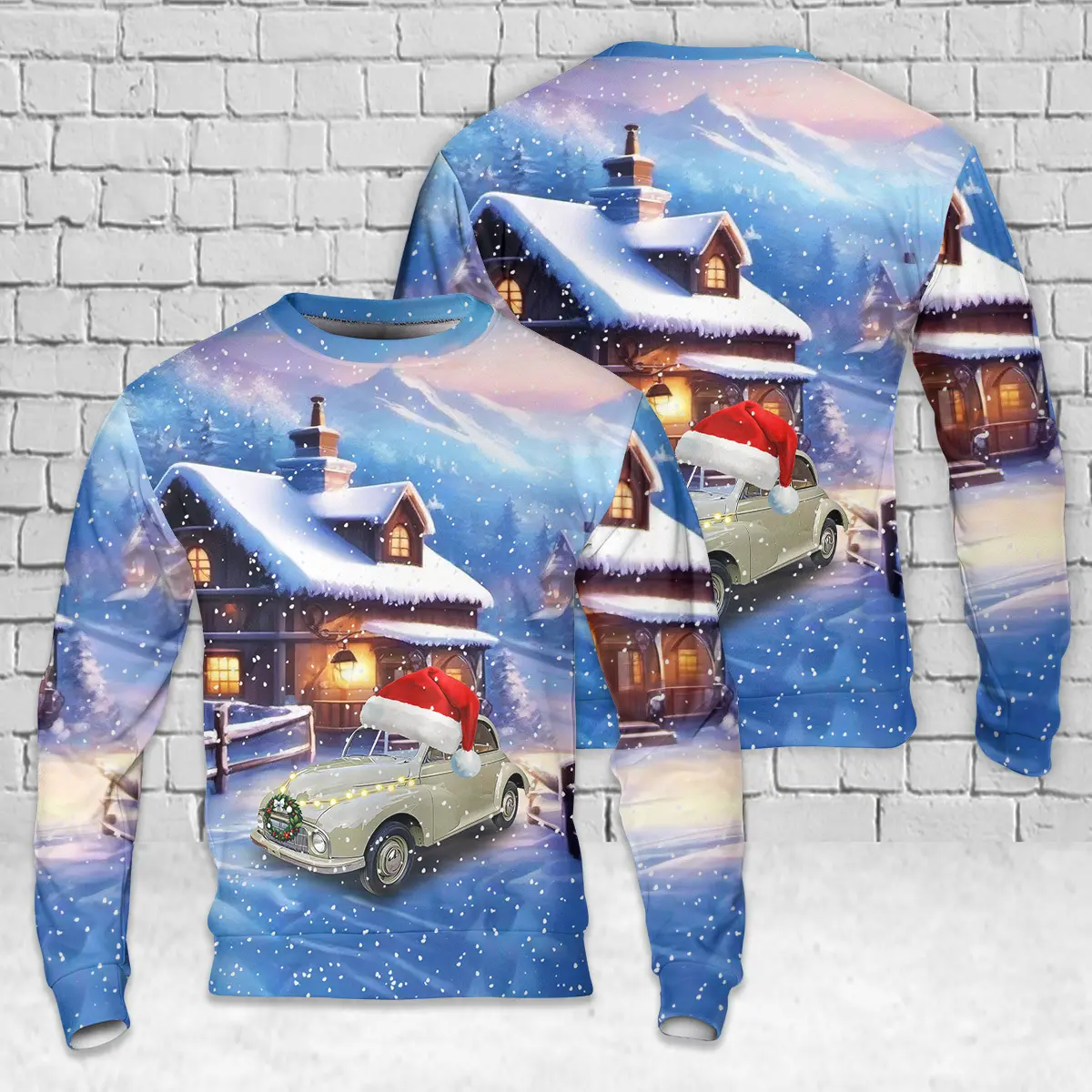 1948 Morris Minor MM Lowlight Split Screen AOP Christmas Sweater