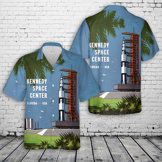 1950's style. Kennedy Space Center Cocoa Beach Cape Canaveral NASA Apollo FL Florida Hawaiian Shirt