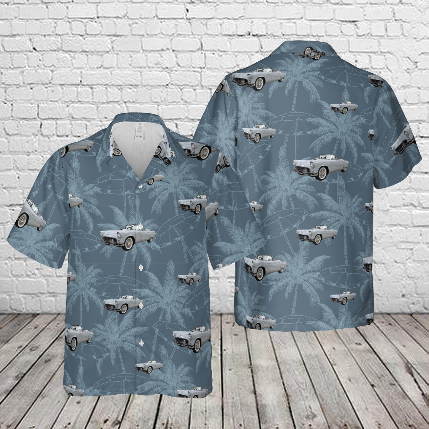 1956 Ford Thunderbird Gray Hawaiian Shirt