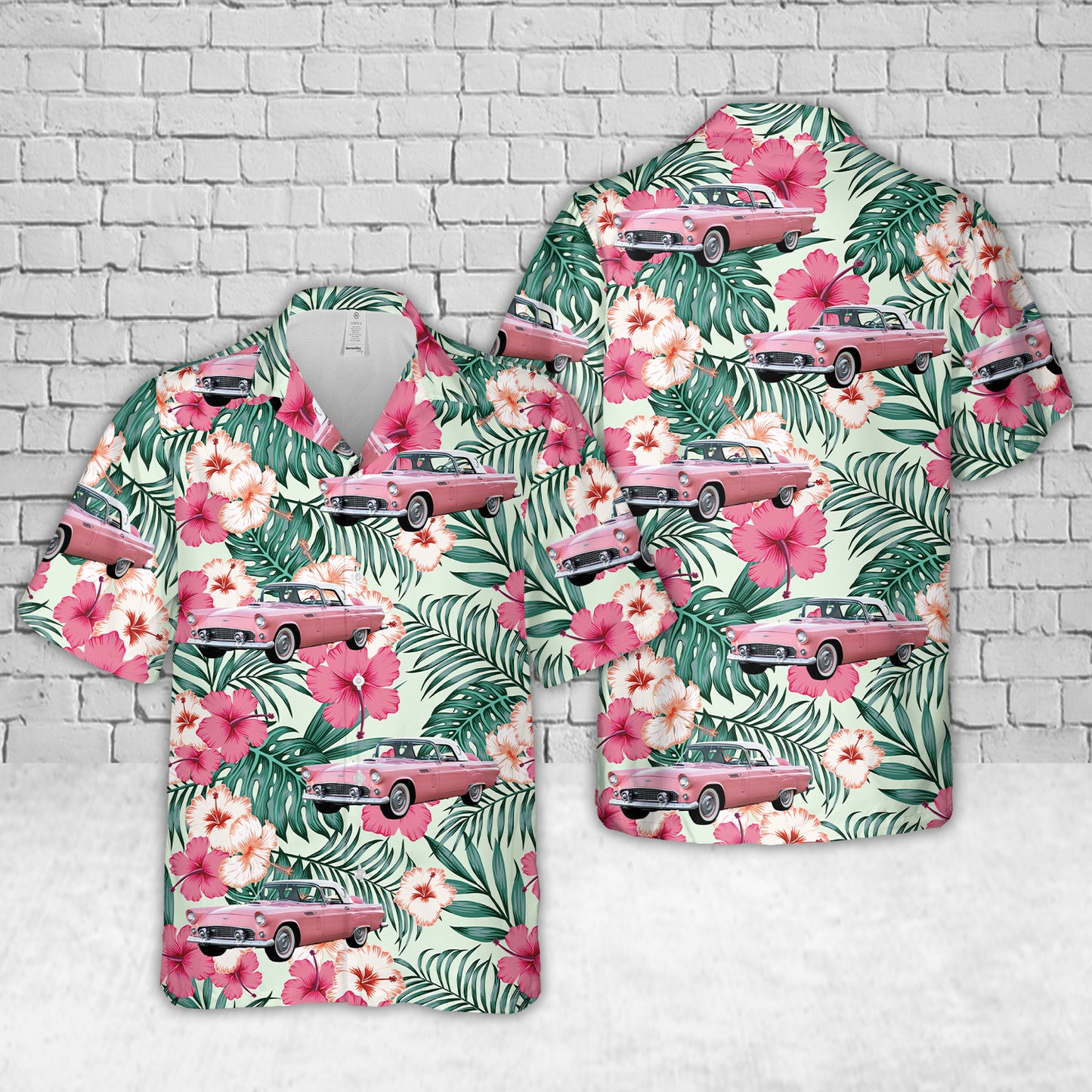 1956 Ford Thunderbird Sunset Coral “Pink” Hawaiian Shirt