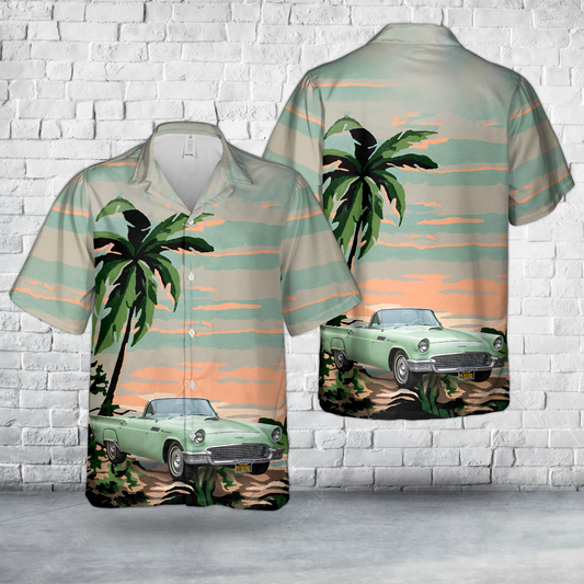 1957 Ford Thunderbird Convertible Willow Green Hawaiian Shirt