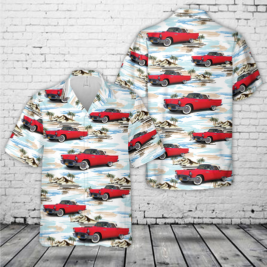 1957 Ford Thunderbird Red Hawaiian Shirt