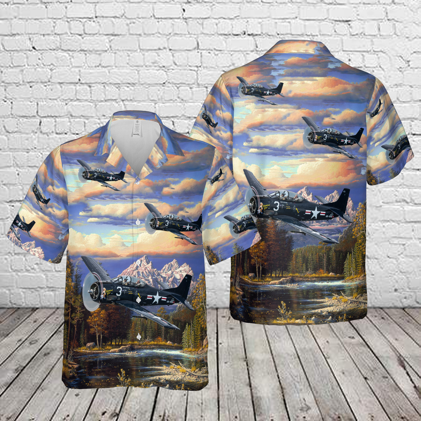 1957 North American T28 Trojan T28C Hawaiian Shirt