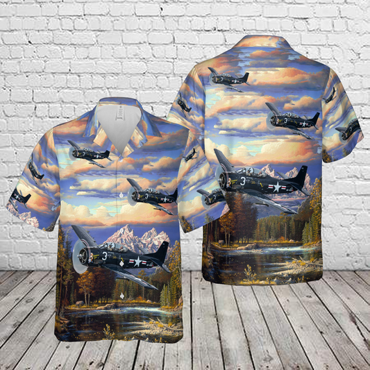 1957 North American T28 Trojan T28C Hawaiian Shirt