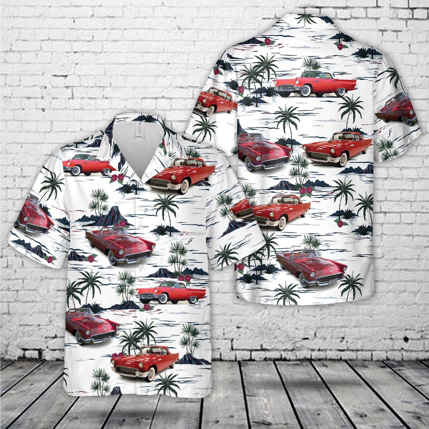 1957 Red Ford Thunderbird Hawaiian Shirt