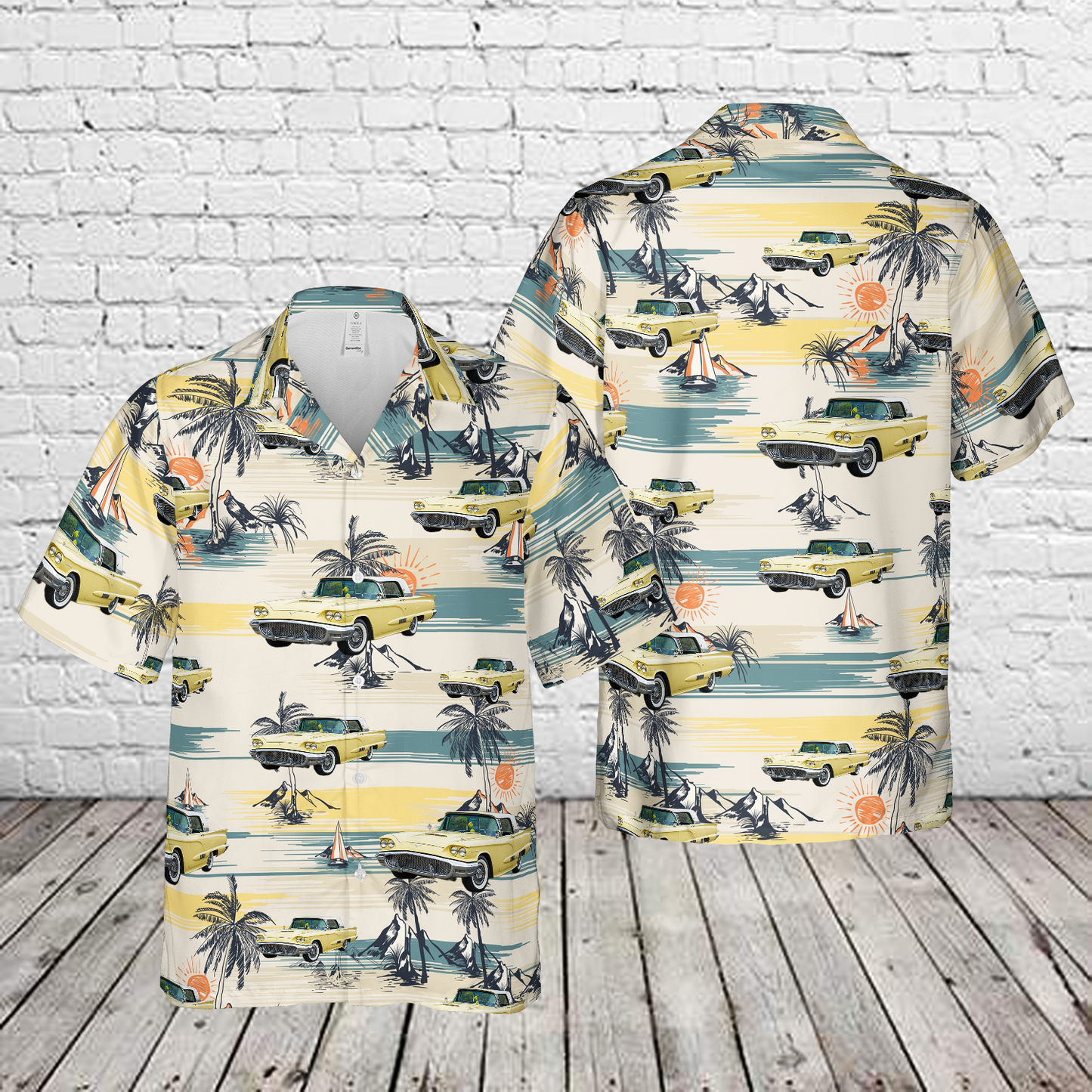 1958 Ford Thunderbird Yellow Hawaiian Shirt
