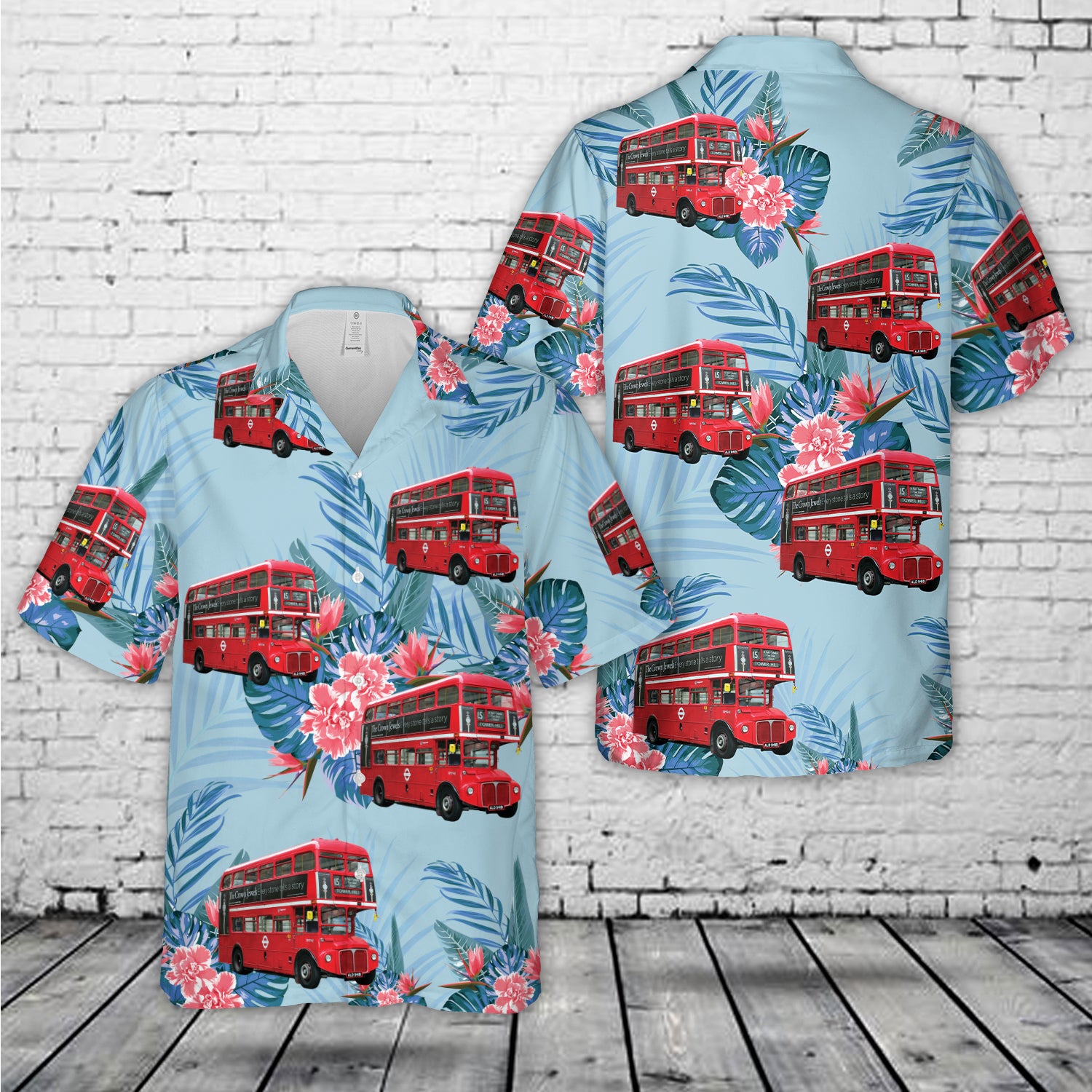 1964 AEC Routemaster Double Decker Bus Hawaiian Shirt