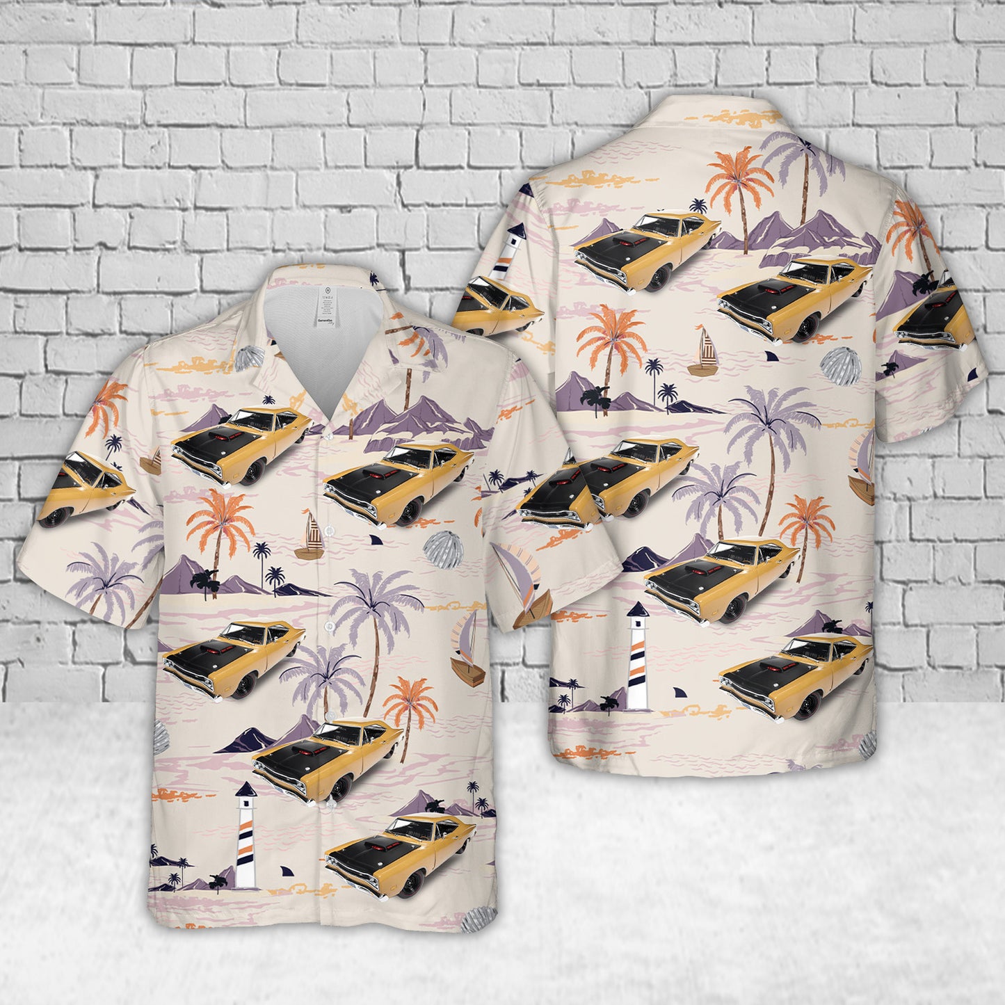 1969/5 Dodge Coronet Six Pack Super Bee Hardtop Butterscotch Orange with Black Hood "Class of 1969" Special Hawaiian Shirt