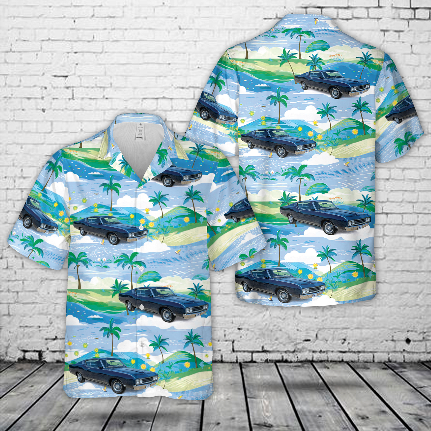 1969 Ford Torino Talladega Blue Hawaiian Shirt