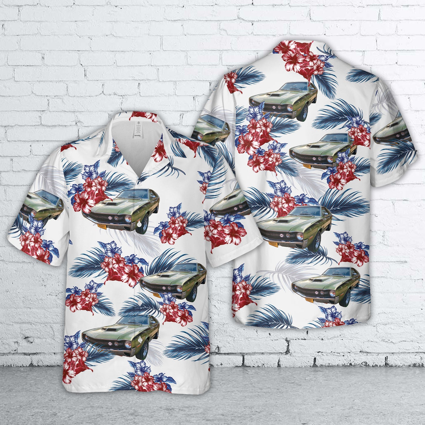 1970 AMC AMX 390 Go Pack Golden Lime Black C-stripes Chrome Spoke Wheels Hawaiian Shirt