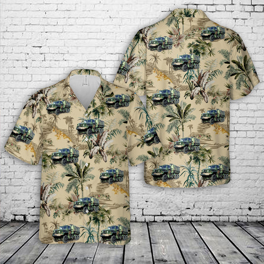 1971 AM General M35A2 with winch and camouflage cargo Hawaiian Shirt