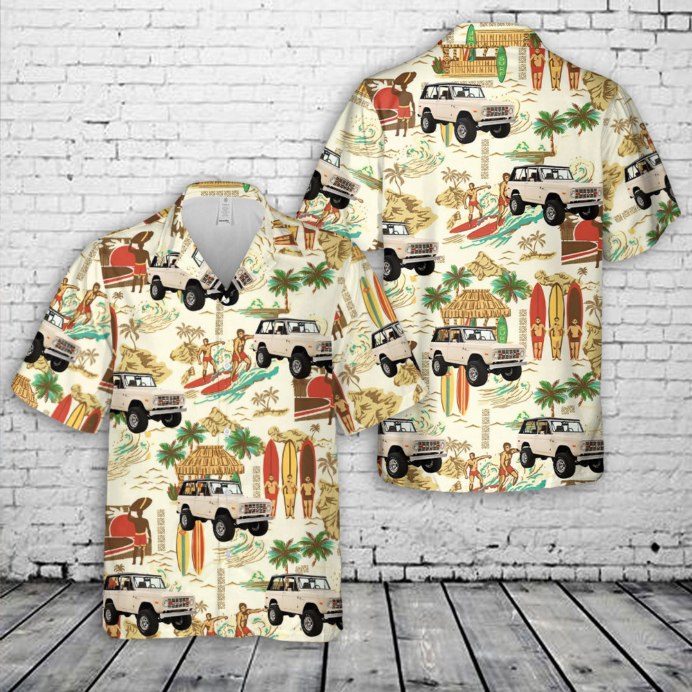 1974 Cream Ford Bronco Hawaiian Shirt