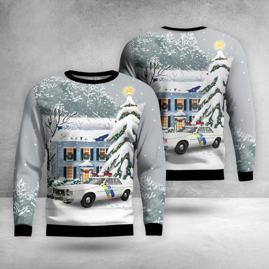 1979 Ford LTD II New Jersey State Police car AOP Christmas Sweater