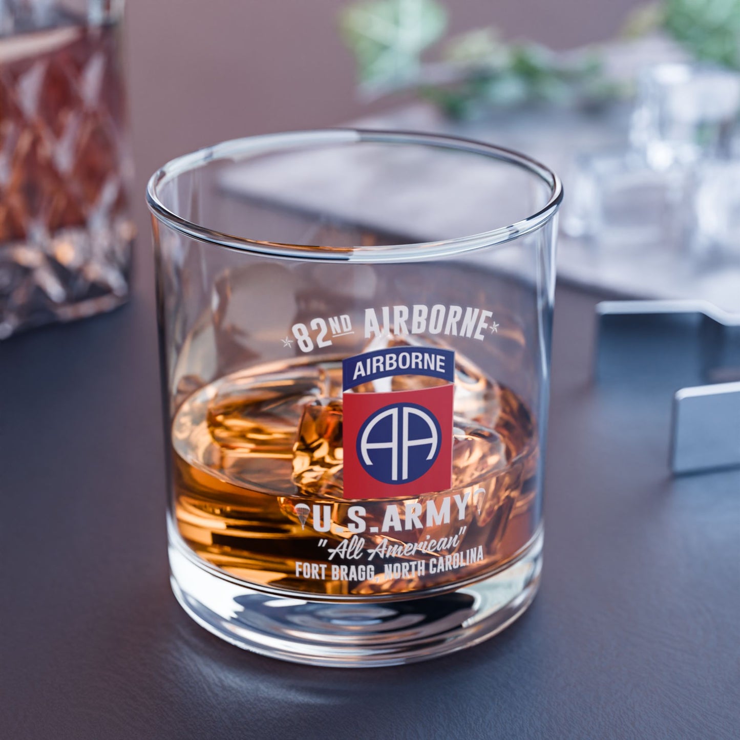 US Army 82nd Airborne Division Fort Bragg NC Rocks Glass, 10oz