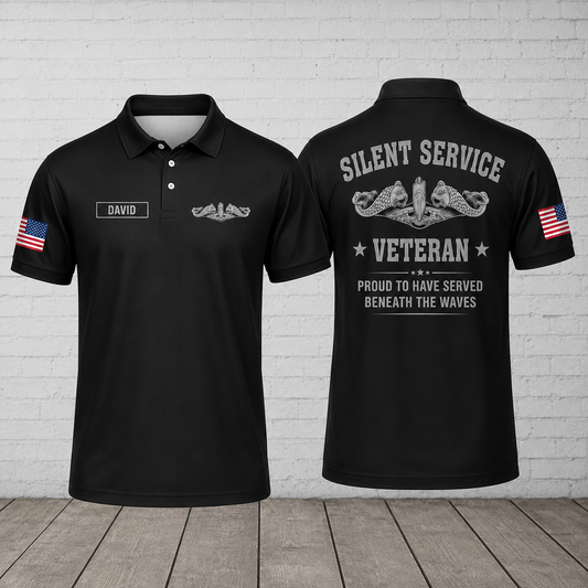 Custom Silent Service Veteran Polo Shirt - U.S. Submarine Force Golf Polo