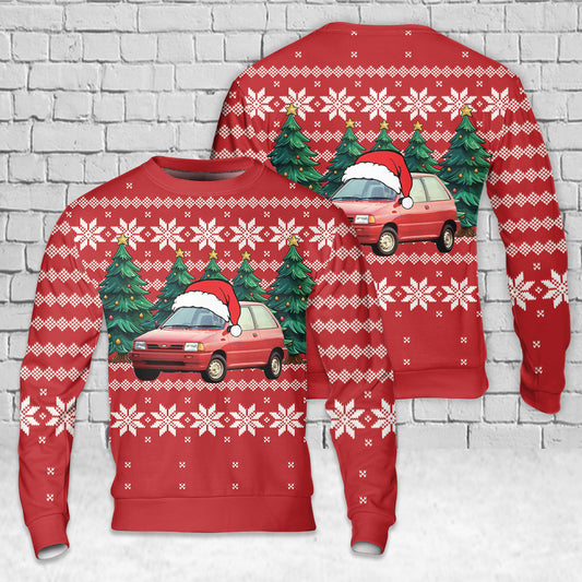 1993 Ford Festiva AOP Christmas Sweater