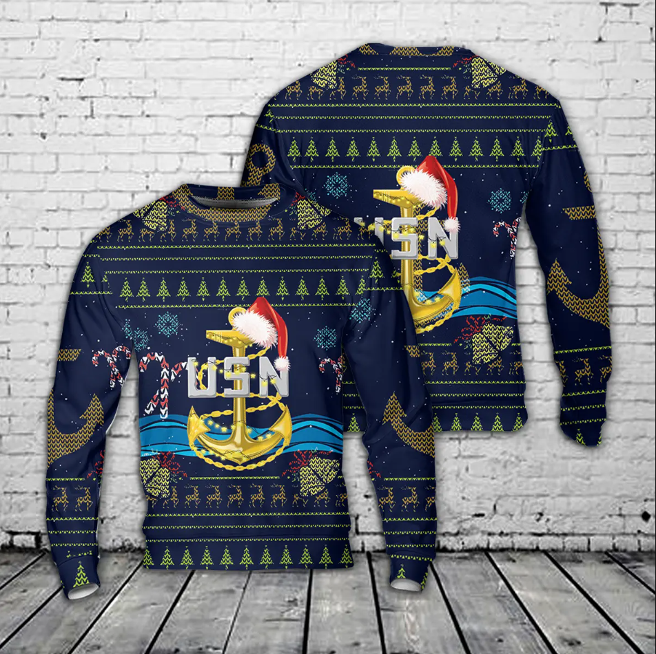 US Navy Chief Petty Officer (CPO) AOP Christmas Sweater