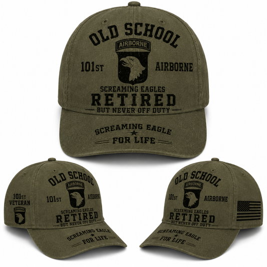 101st Airborne Old School Retired Veteran Screaming Eagles Baseball Cap