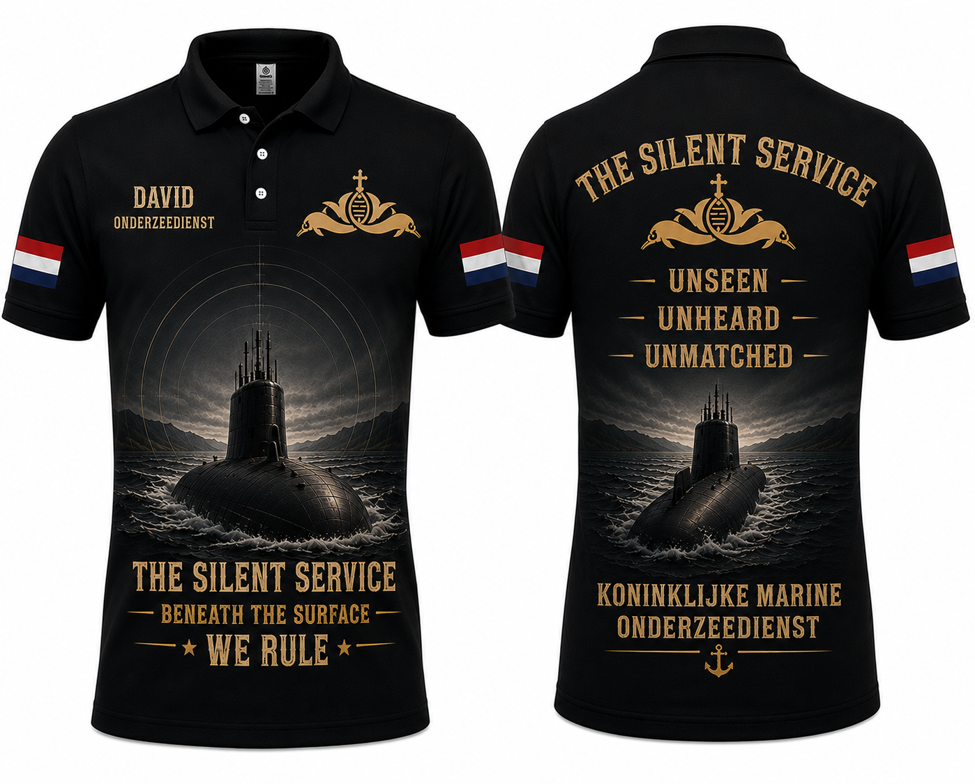 Royal Netherlands Navy Silent Service Polo Shirt - Dutch Submarine Veteran Custom Name Onderzeedienst Polo