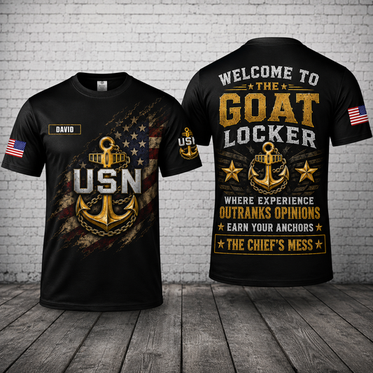 Welcome To The Goat Locker US Navy Chief Custom Name 3D T-Shirt