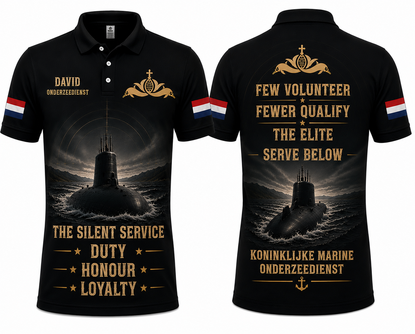 Royal Netherlands Navy Dutch Submariner Polo Shirt - Few Volunteer Fewer Qualify Veteran Polo