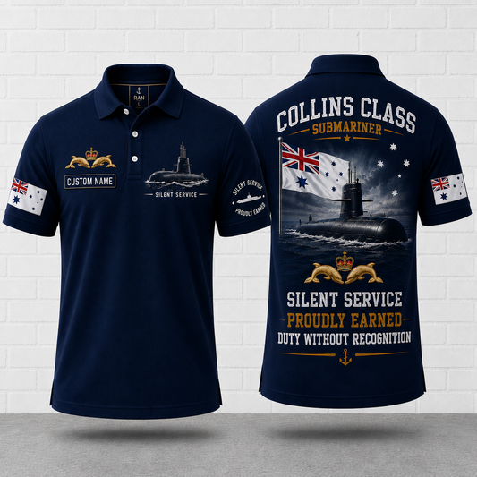 Silent Service Proudly Earned Collins Class Submariner Polo Shirt