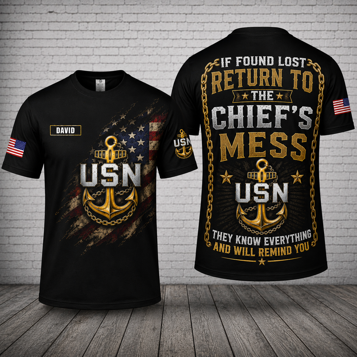 Chief's Mess Funny US Navy Chief Custom Name 3D T-Shir