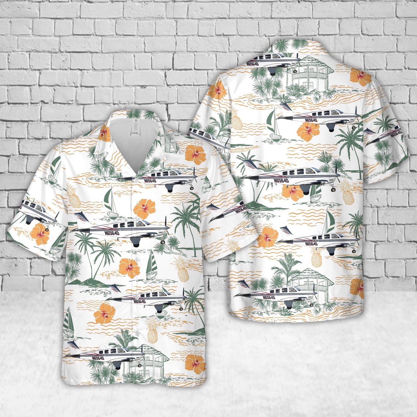 2002 Beechcraft Bonanza A36 N6564D Aircraft Hawaiian Shirt