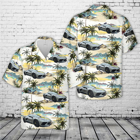 2022 Hypersonic Gray Metallic Corvette C8.R Coupe Hawaiian Shirt