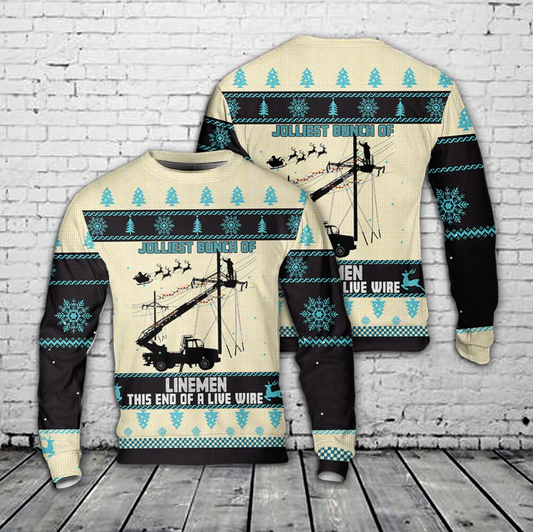 Christmas Lineman AOP Sweater