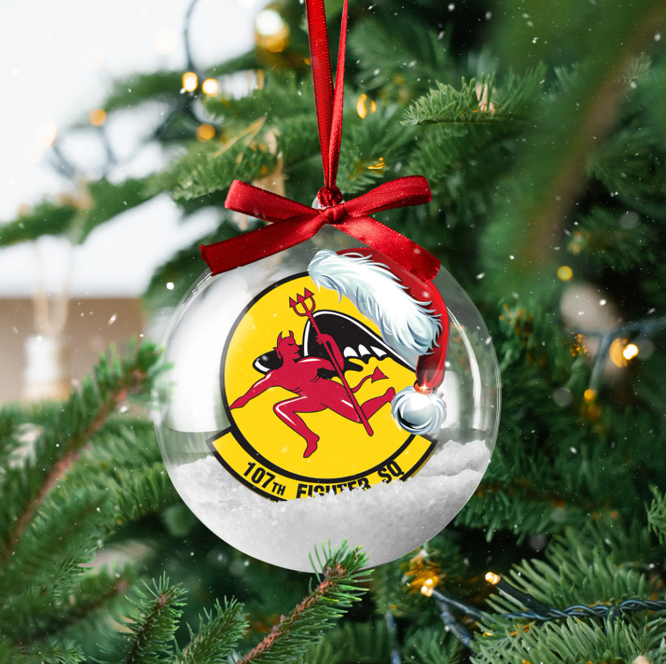 107th Fighter Squadron, Michigan Air National Guard Clear Christmas Bauble