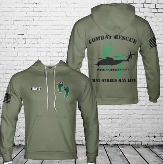 Custom Name Combat Rescue Super Jolly Green 3D Hoodie