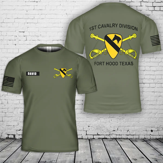 Custom Name 1st Cavalry Division Fort Hood 3D T-Shirt