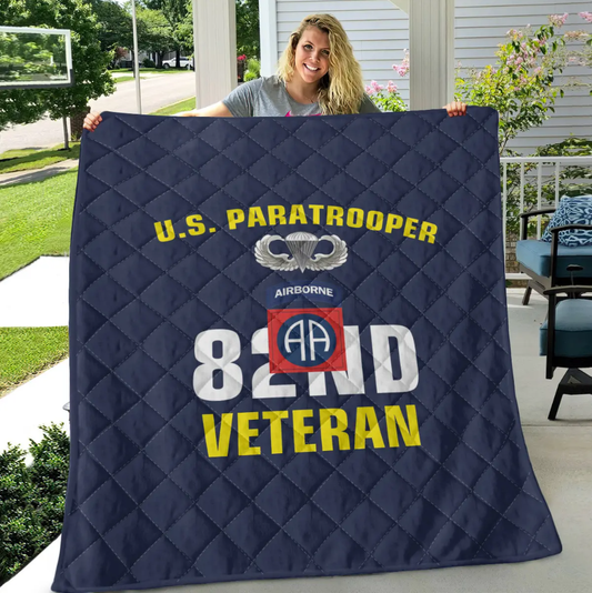 US Army 82nd Airborne Division Veteran Paratrooper Fleece Blanket