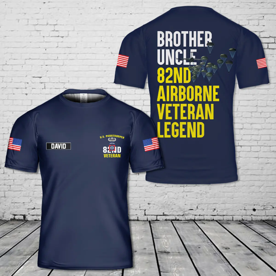 Custom Name US Army 82nd Airborne Division Veteran Paratrooper Legend 3D T-Shirt