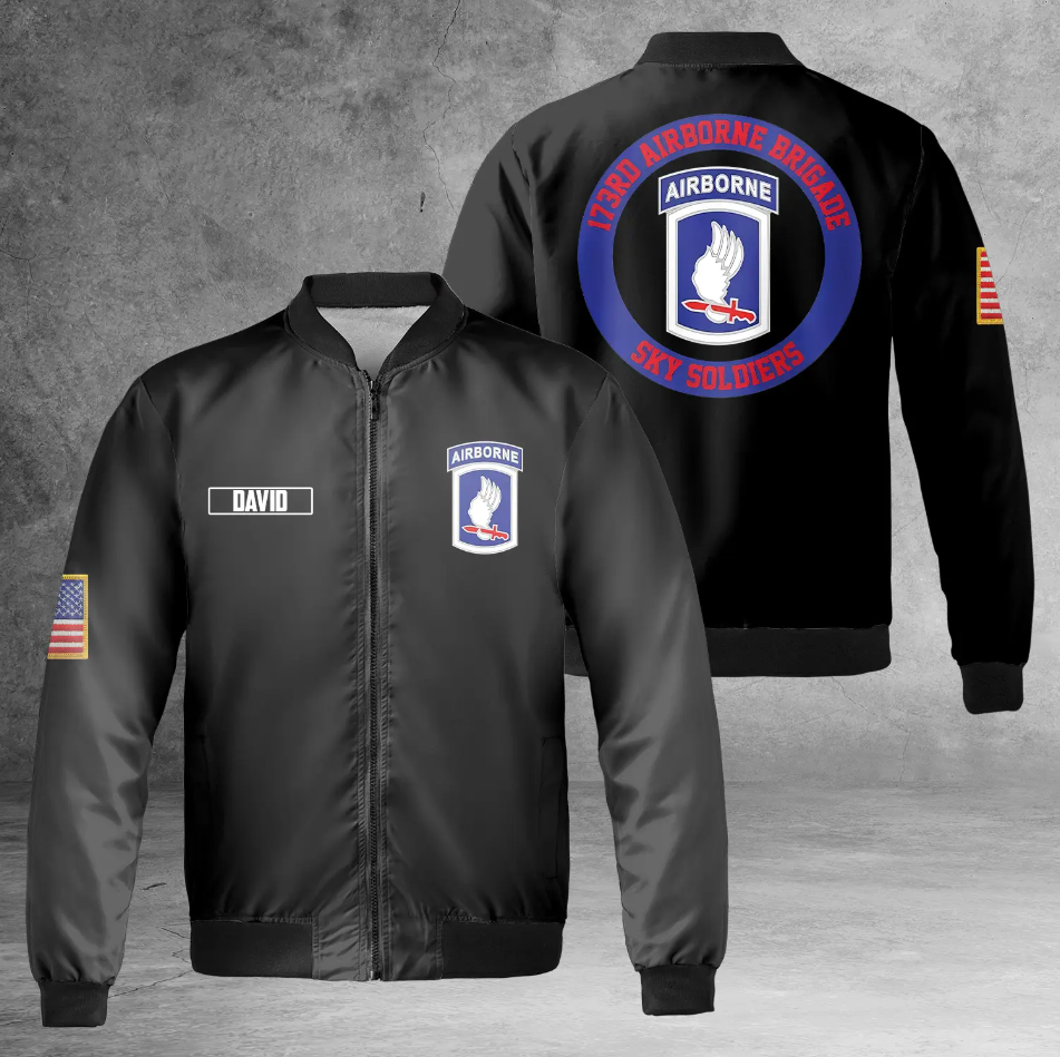 Custom name 173rd Airborne Brigade AOP Fleece Bomber Jacket