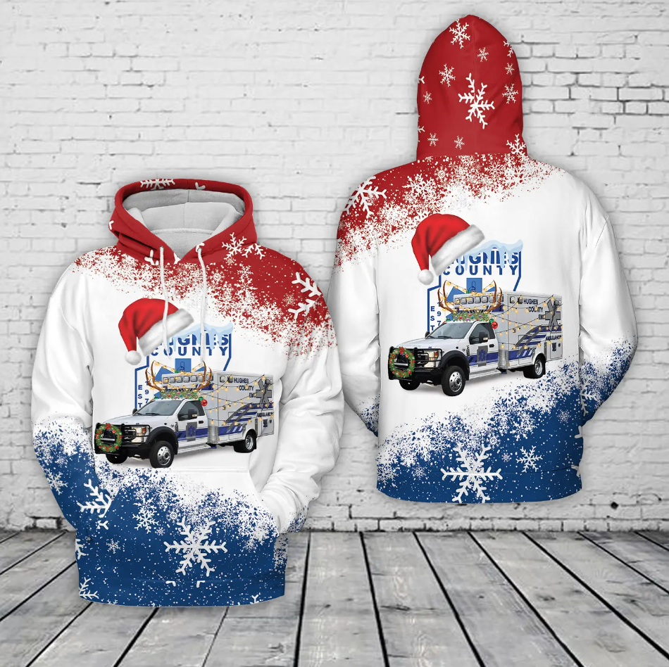 Hughes County EMS, Holdenville, Oklahoma Christmas 3D Hoodie