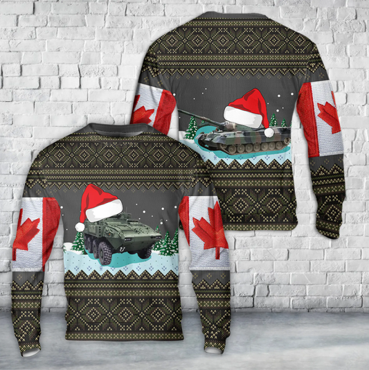 Canadian Army Leopard 1A5 Main Battle Tank Christmas AOP Sweater